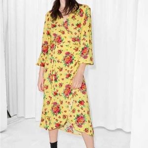 & Other Stories Floral Midi Wrap Dress